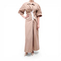 DRIES VAN NOTEN KHAKI SHORT SLEEVE TUNIC DRESS WITH CORSET DETAIL - SIZE 40