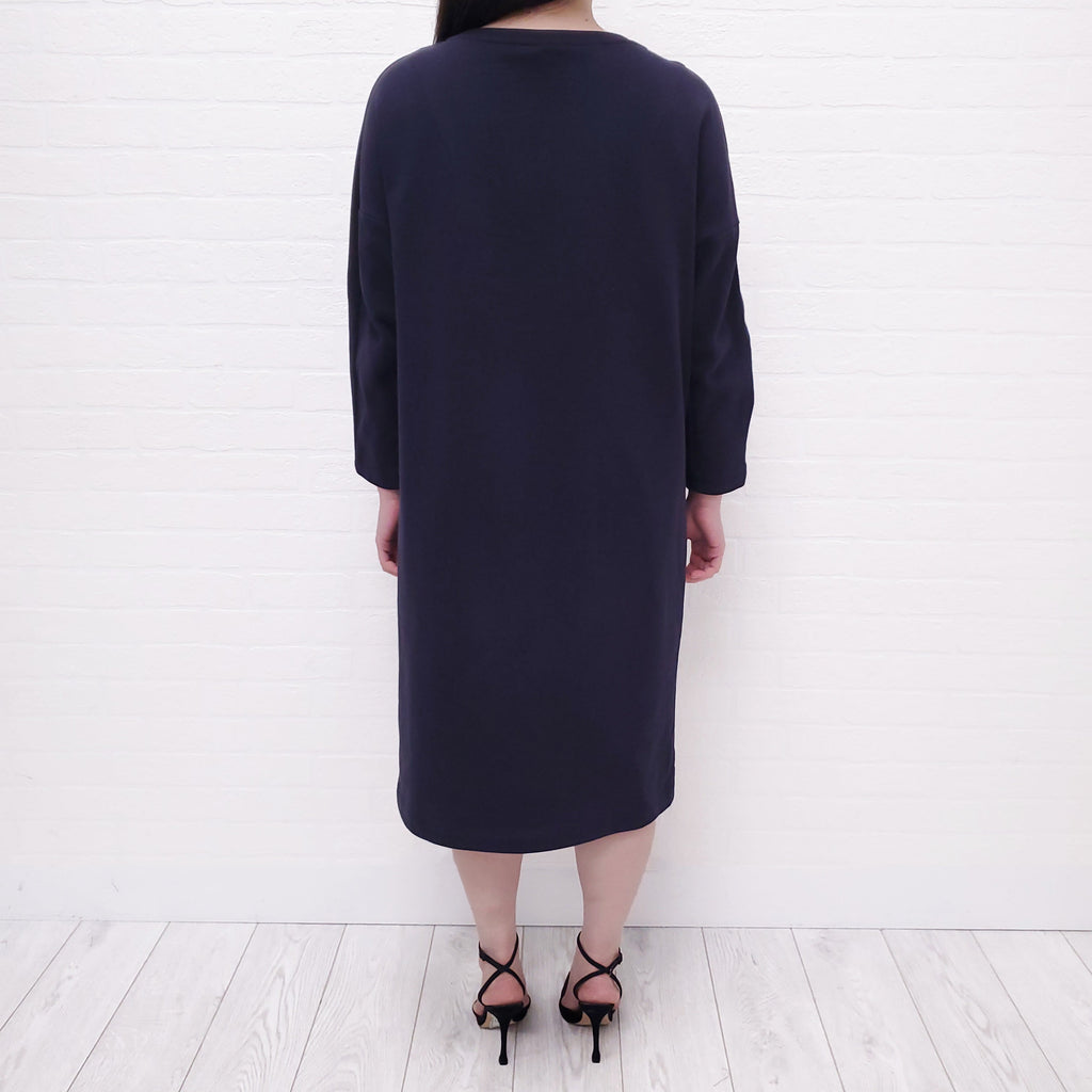DRIES VAN NOTEN NAVY SWEATSHIRT DRESS - SIZE L