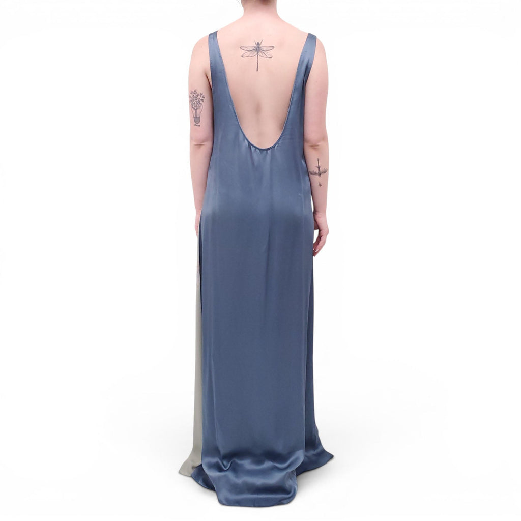 DRIES VAN NOTEN SAGE GREEN FLORAL SILK DRESS - SIZE 40