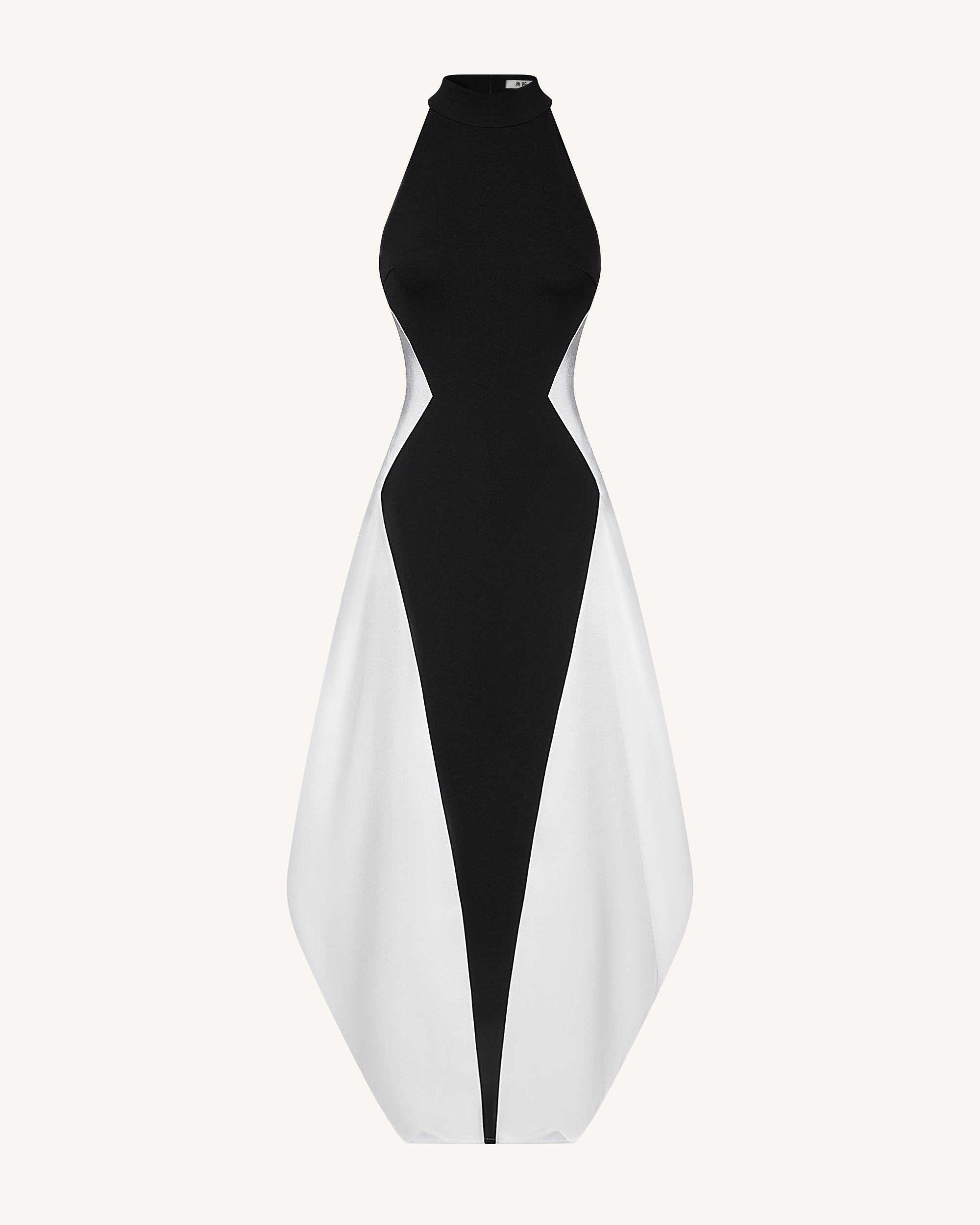 Monochrome Paneled Maxi Dress – Black