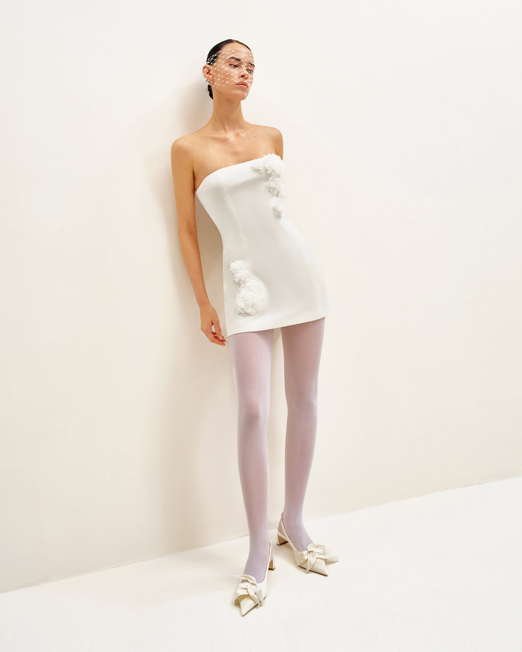 Blossoming Elegance Strapless Dress - White