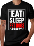 Eat Sleep Pet Dogs Repeat Graphic Tee