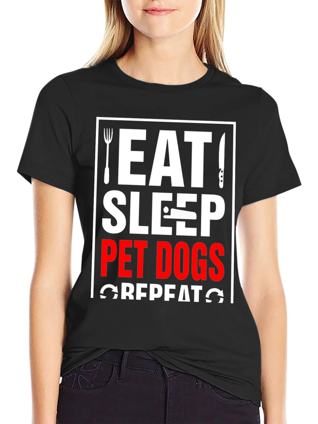 Eat Sleep Pet Dogs Repeat Graphic Tee