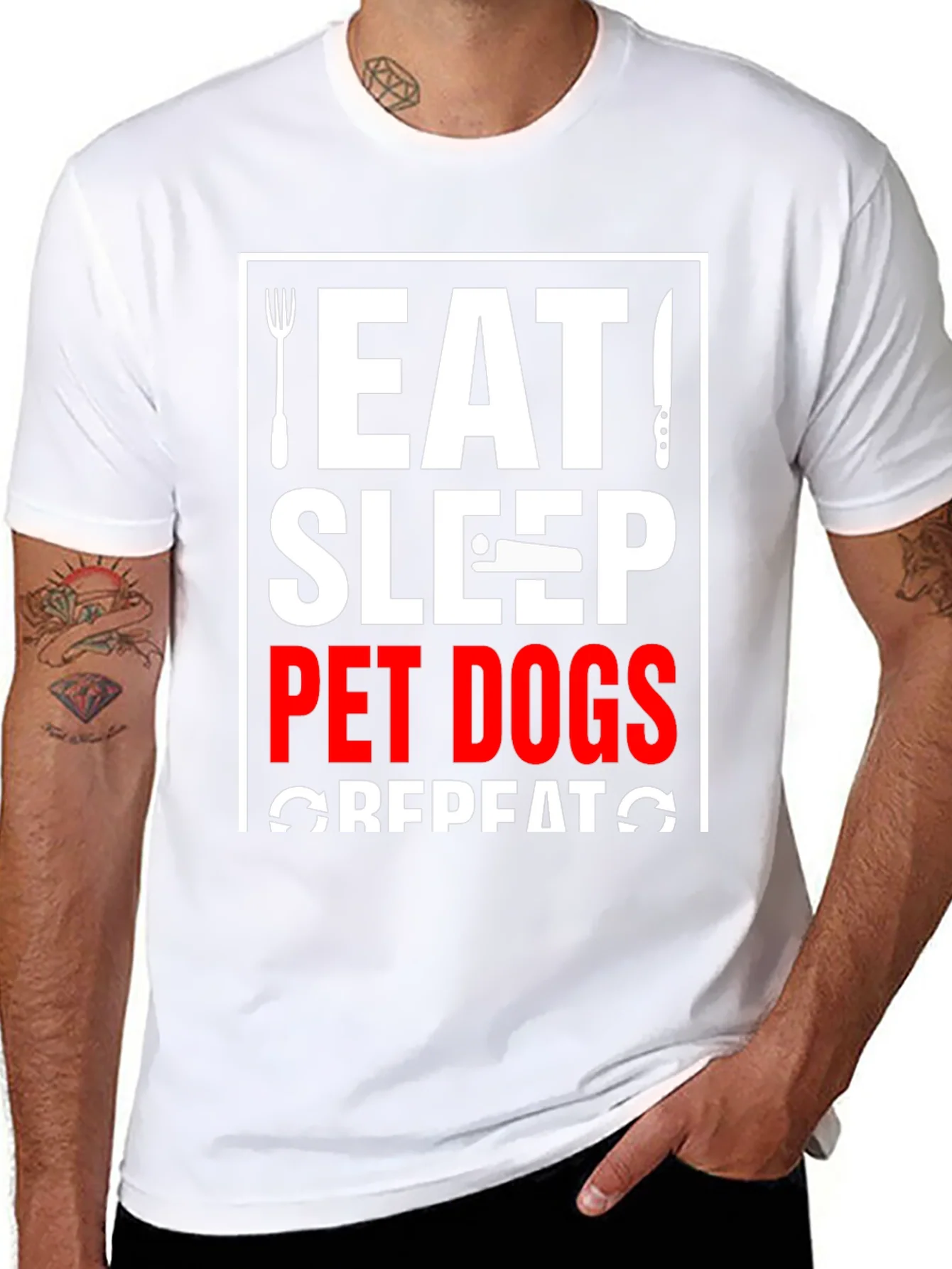 Eat Sleep Pet Dogs Repeat Graphic Tee