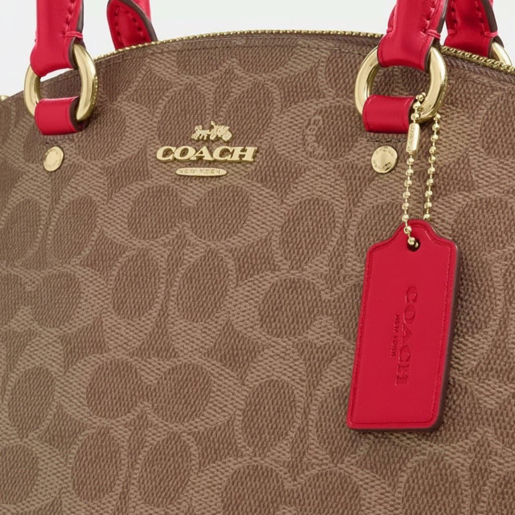 NWT Coach Sadie Satchel Bag In Signature Canvas & Leather
