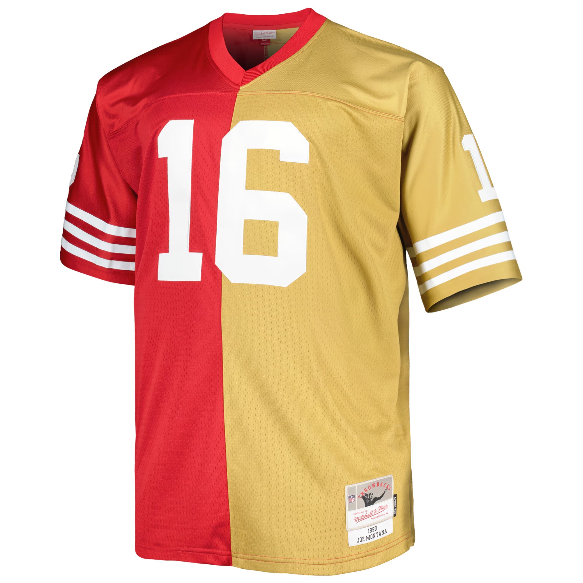 San Francisco 49ers Joe Montana Mitchell & Ness Scarlet/Gold Big & Tall Split Legacy Retired Player Replica Jersey