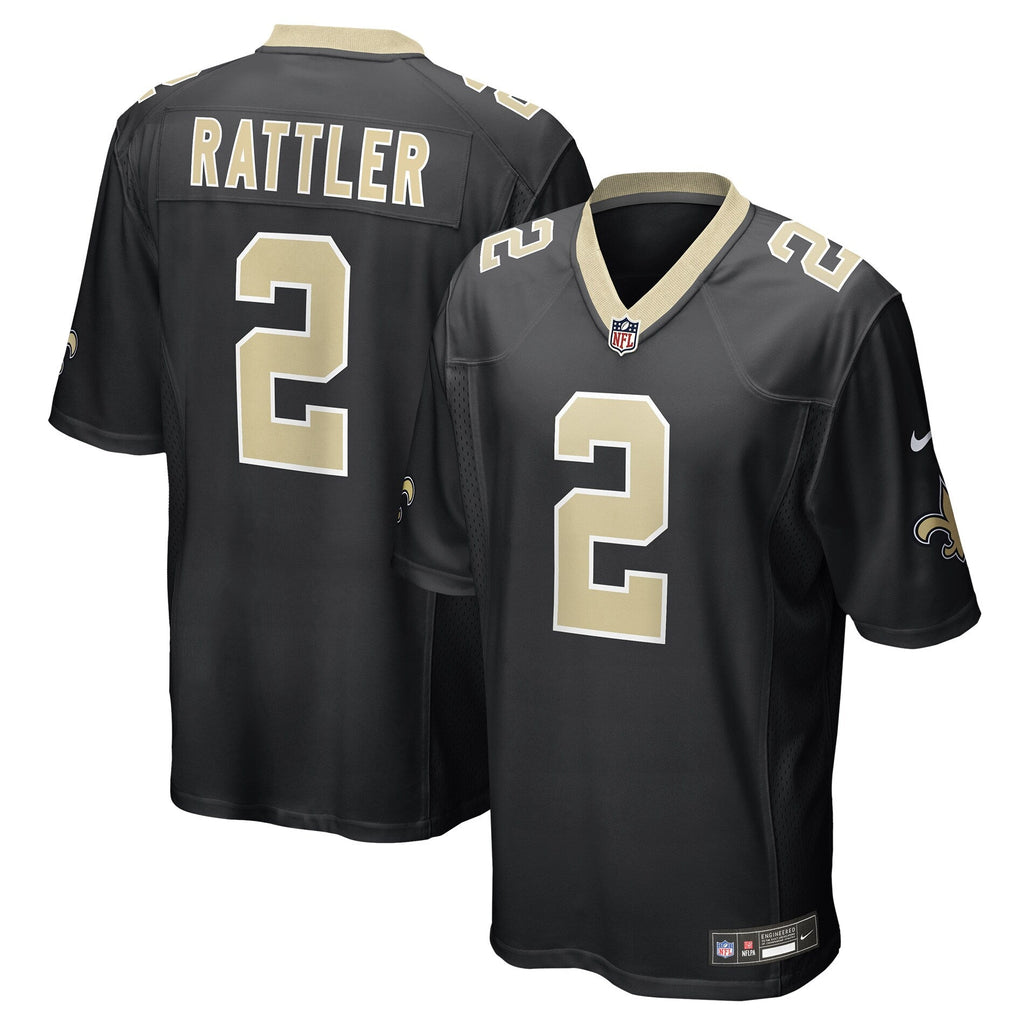 New Orleans Saints Spencer Rattler Black Team Game Jersey