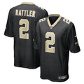New Orleans Saints Spencer Rattler Black Team Game Jersey