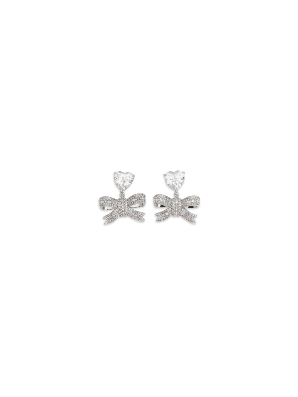 Self-Portrait Women Heart-Shaped Crystal Bow Drop Earrings