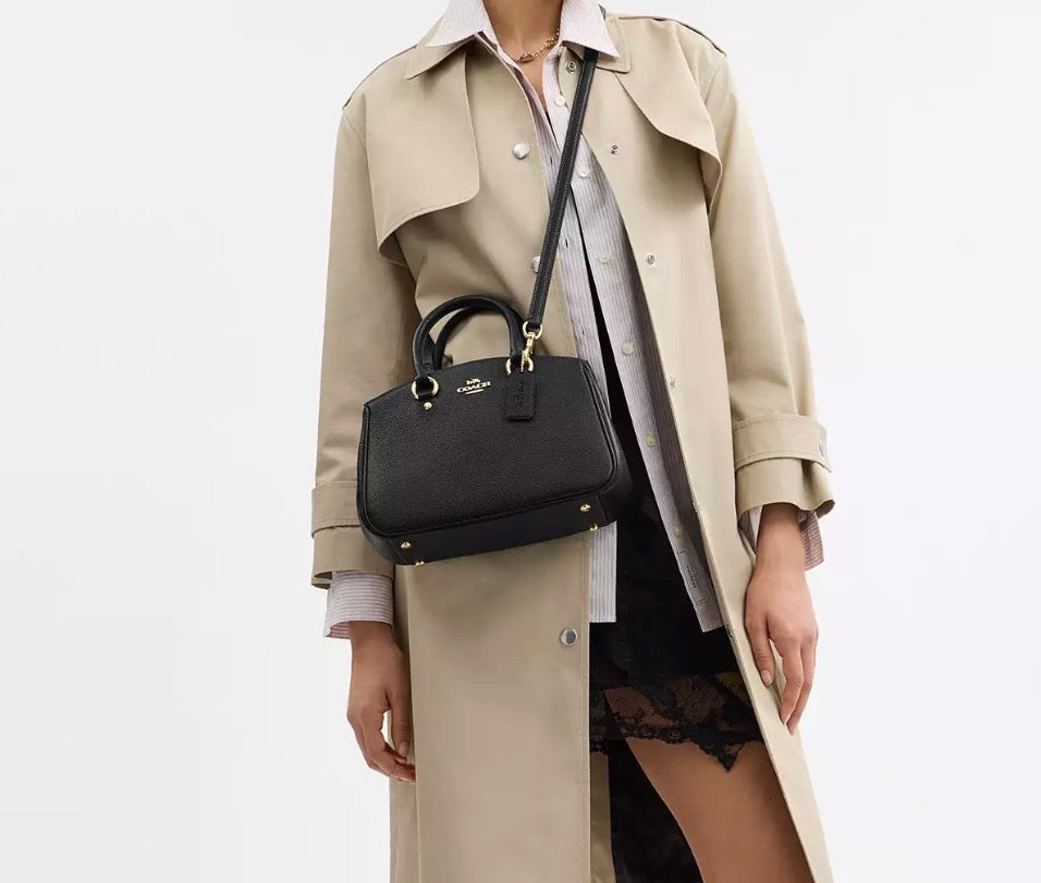 NWT Coach Savannah Small Carryall Leather Bag In Black