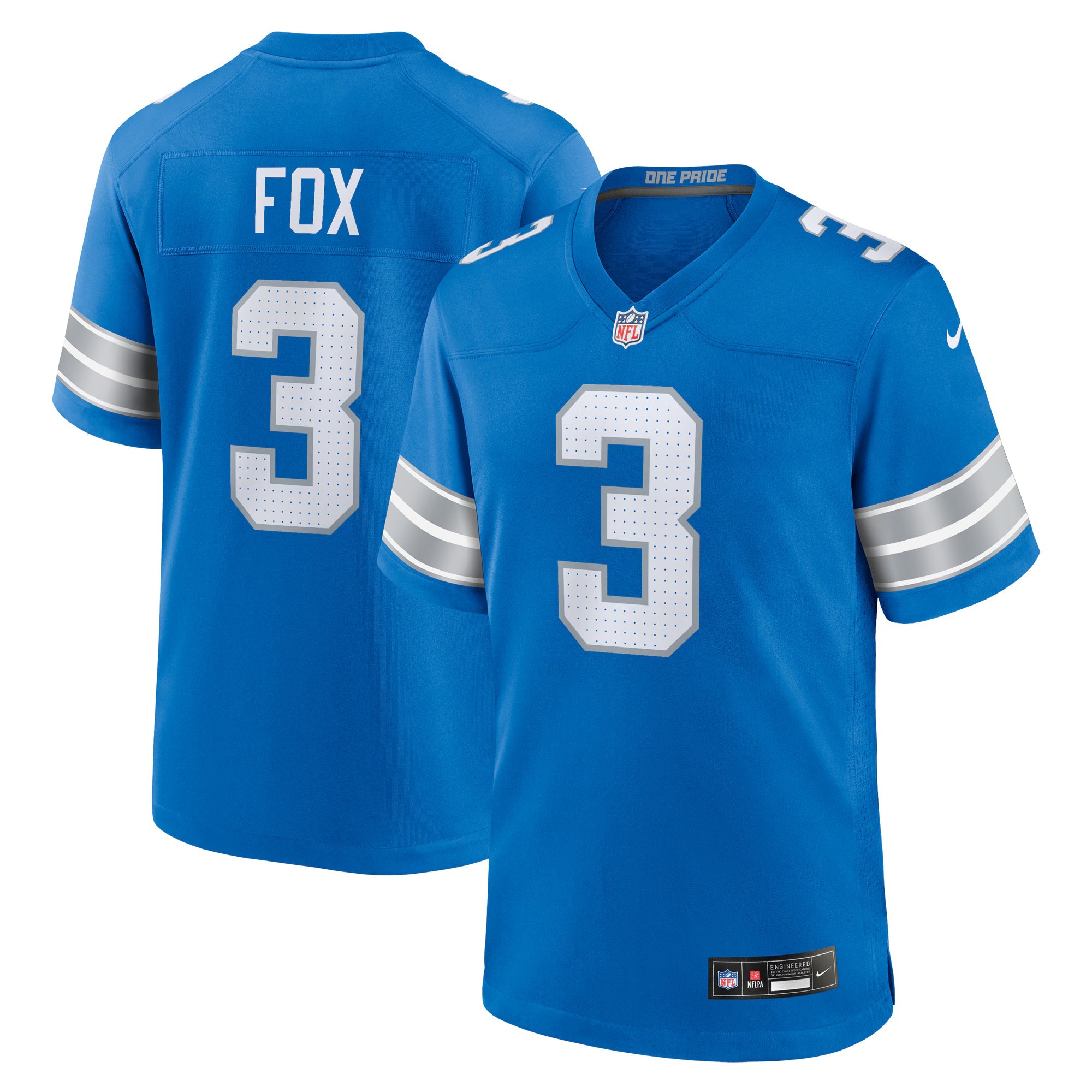 Detroit Lions Jack Fox Blue Team Game Jersey