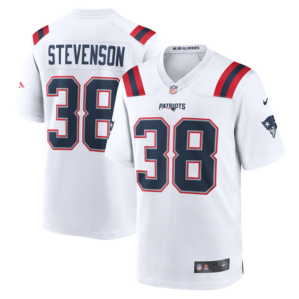 New England Patriots Rhamondre Stevenson White Game Player Jersey
