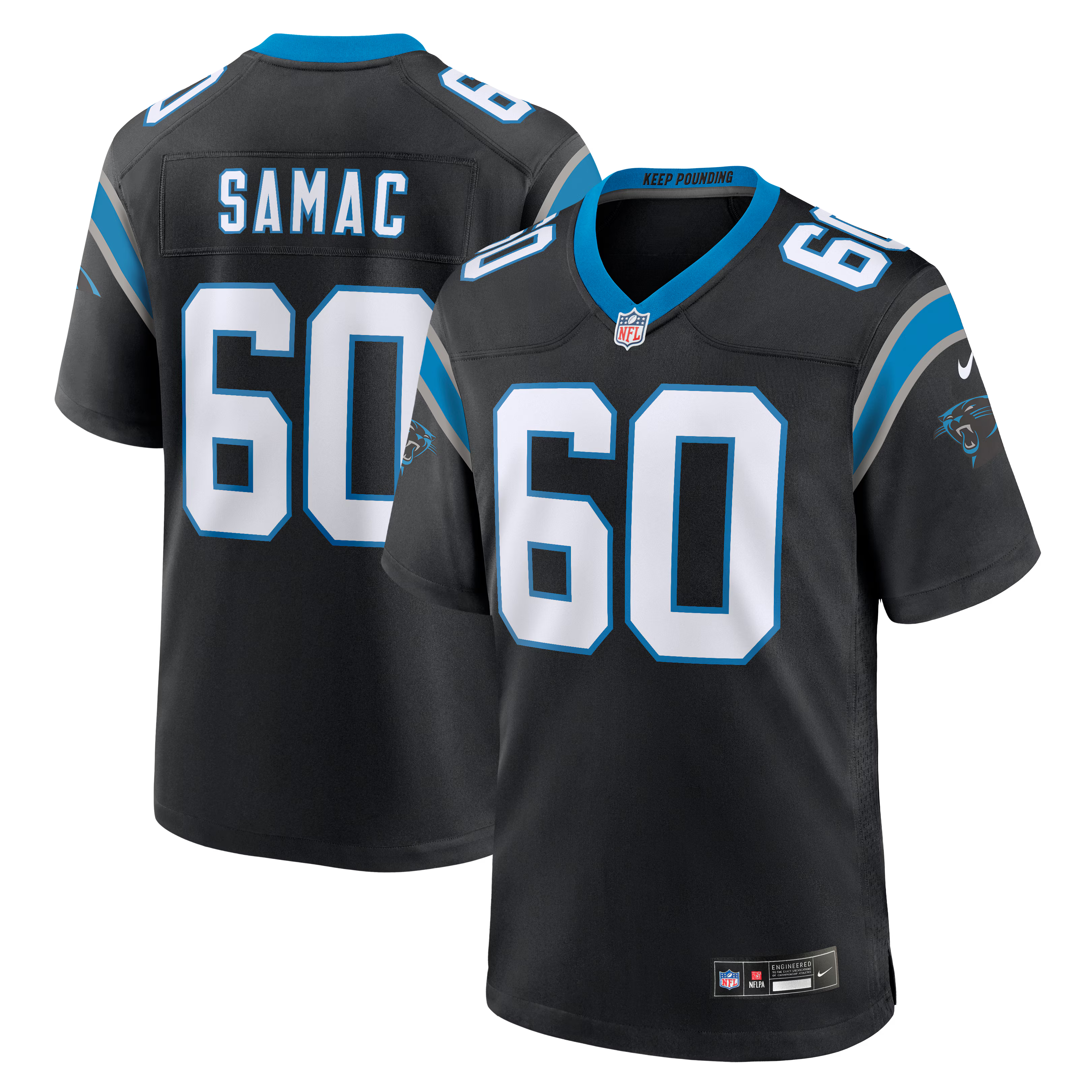 Carolina Panthers Nick Samac Black Team Game Jersey