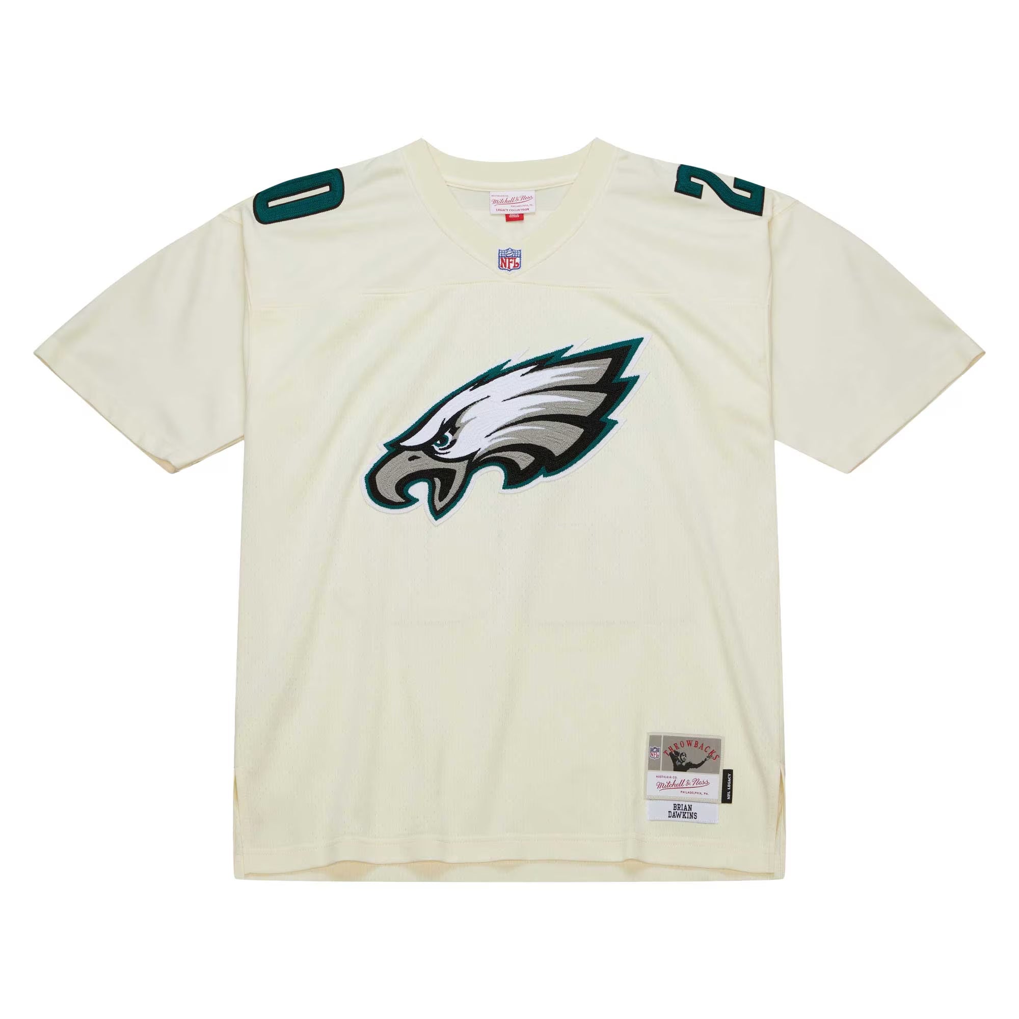 Philadelphia Eagles Brian Dawkins Mitchell & Ness Cream Chainstitch Legacy Jersey