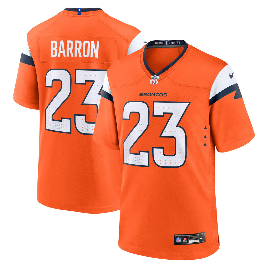 Denver Broncos Jahdae Barron Orange 2025 NFL Draft First Round Pick Game Jersey