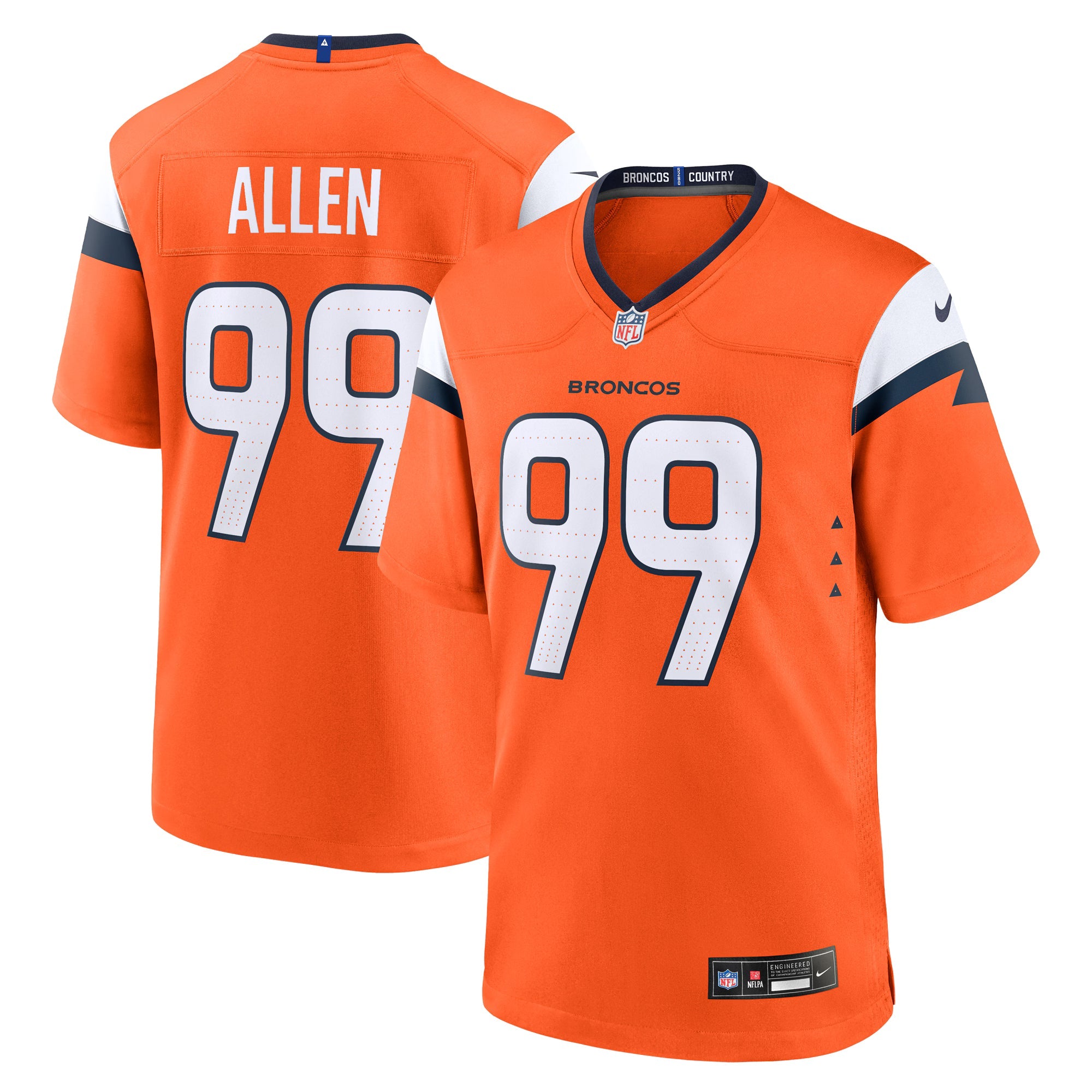 Denver Broncos Zach Allen Orange Team Game Jersey
