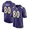 Baltimore Ravens Isaiah Likely Purple Player Game Jersey