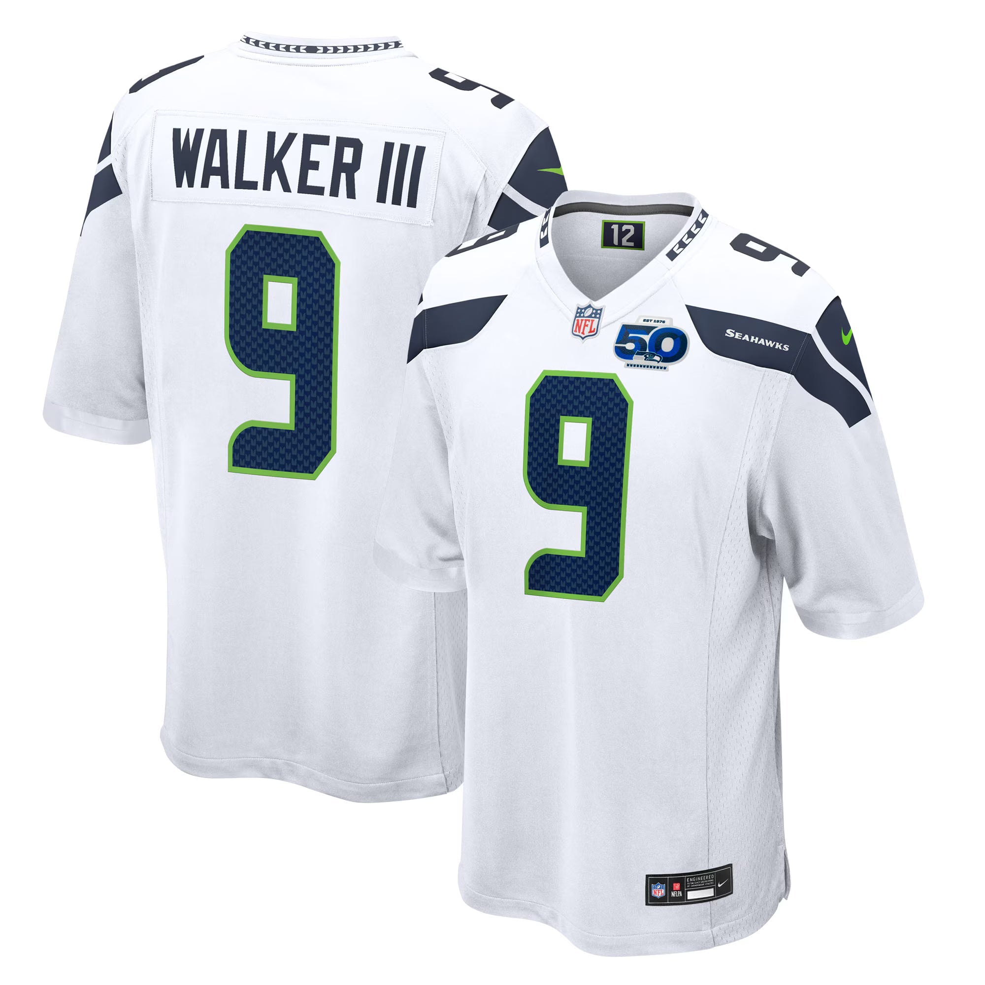 Seattle Seahawks Kenneth Walker III White 50th Season Game Jersey