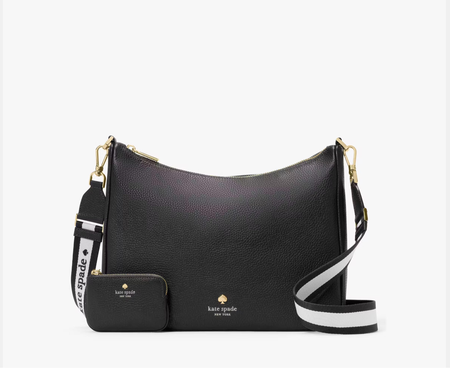 NWT Kate Spade Emma Large Leather Crossbody In Gold/Black