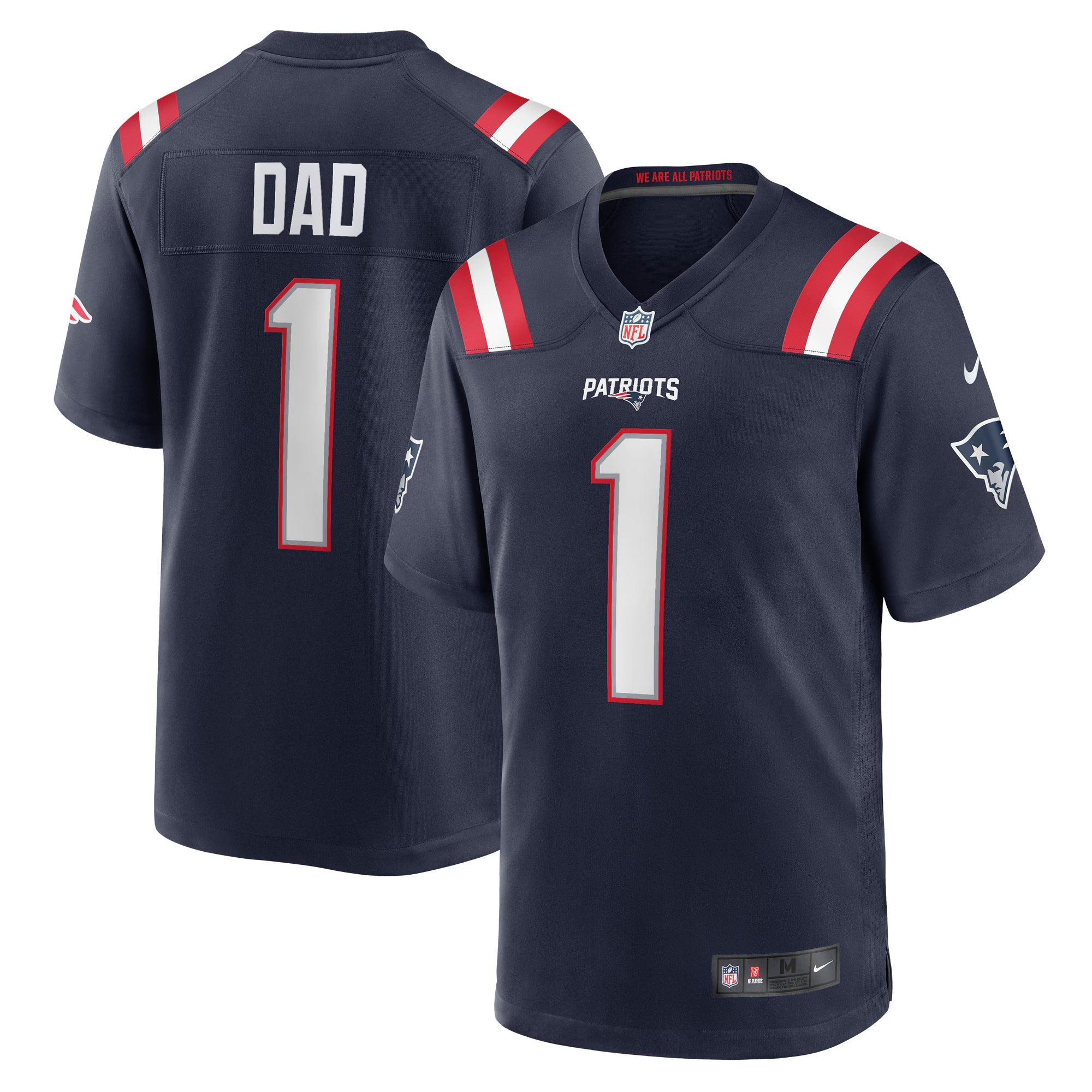 New England Patriots Number 1 Dad Navy Game Jersey