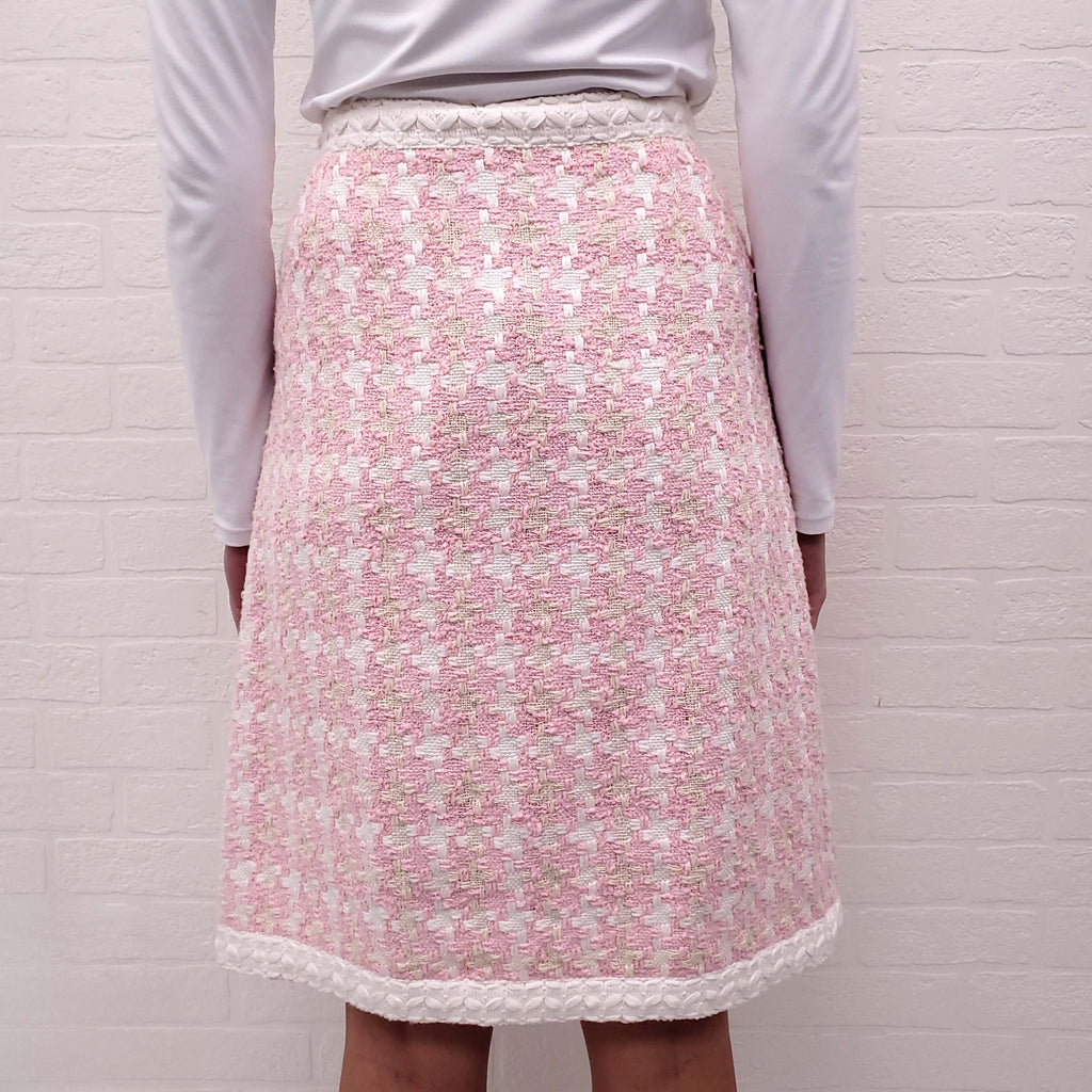 EDWARD ACHOUR PARIS PINK TWEED SKIRT - SIZE 44