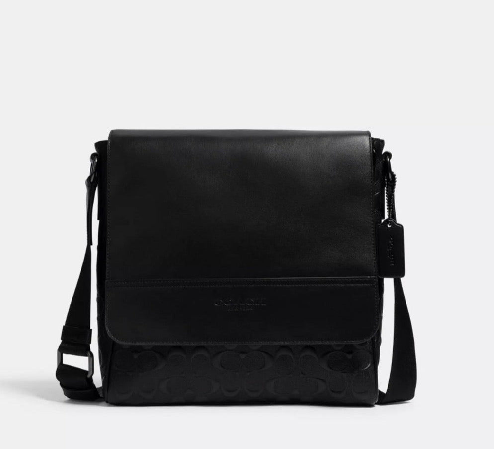 NWT Coach Men’s Houston Map Bag In Signature Leather