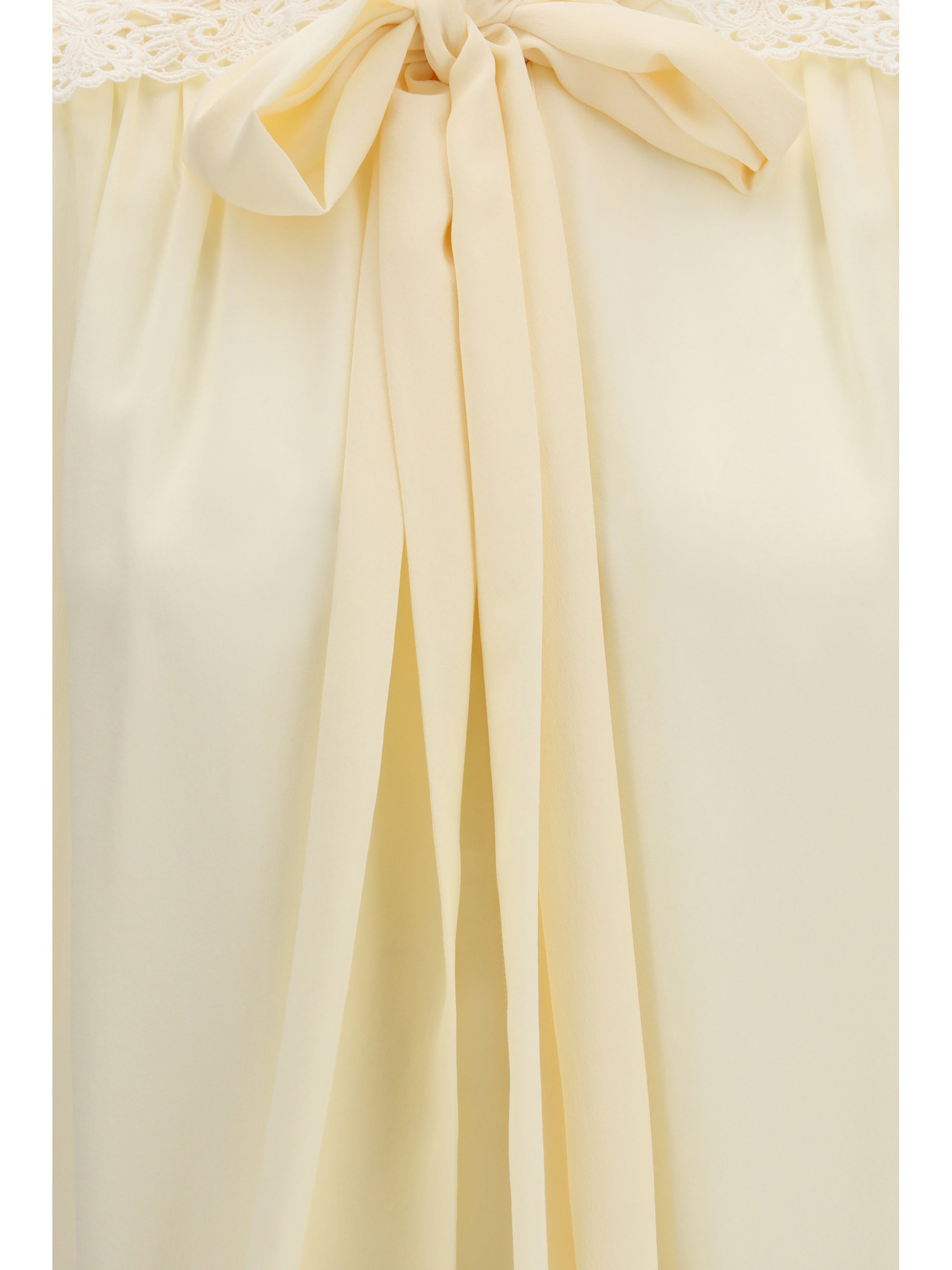 Chloé Women Bow Blouse With Embroidered Shoulders