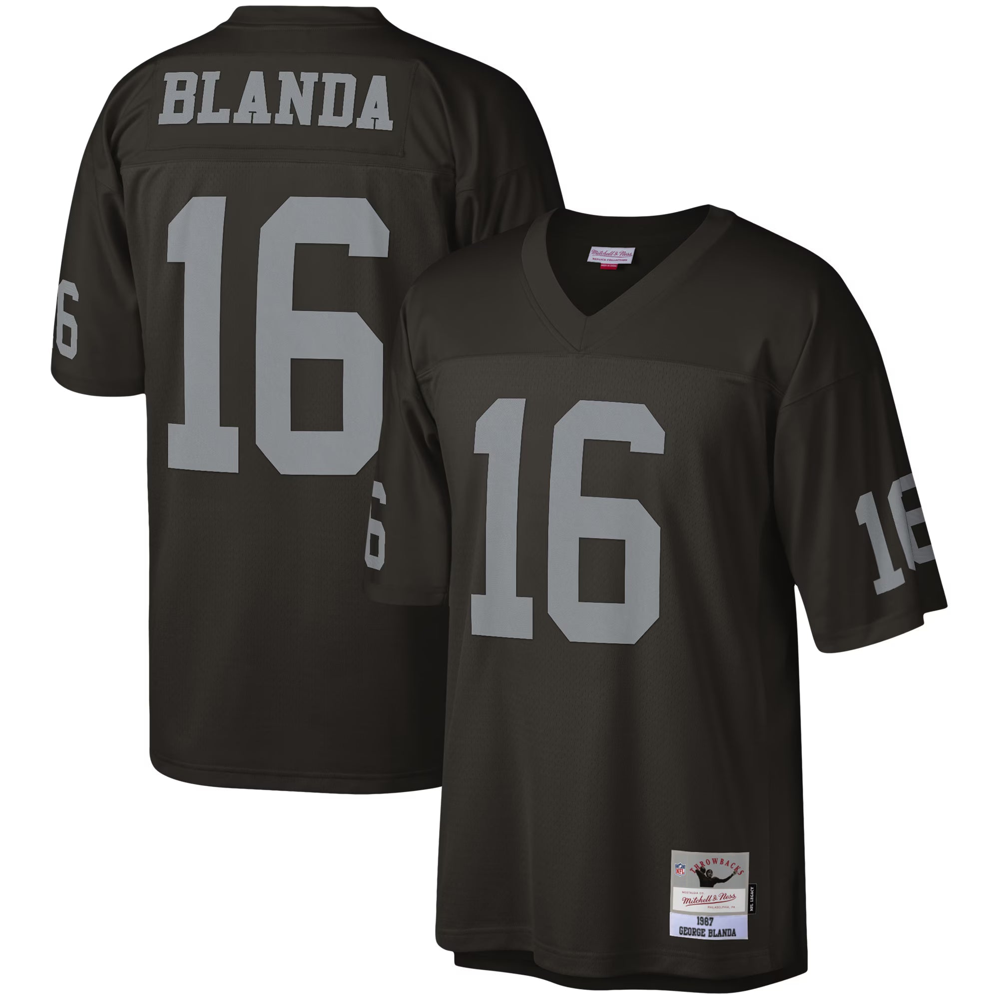 Las Vegas Raiders George Blanda Mitchell & Ness Black Legacy Replica Jersey