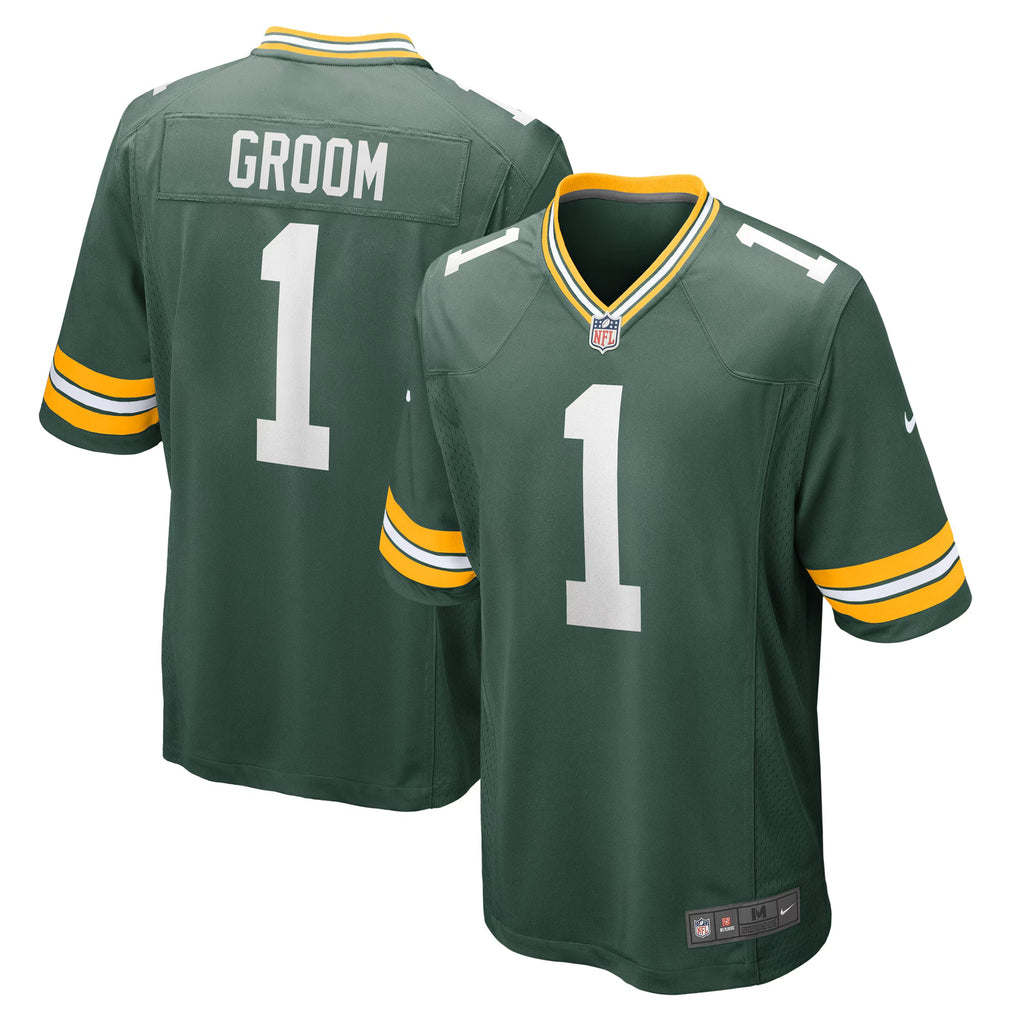 Green Bay Packers Number 1 Groom Green Game Jersey
