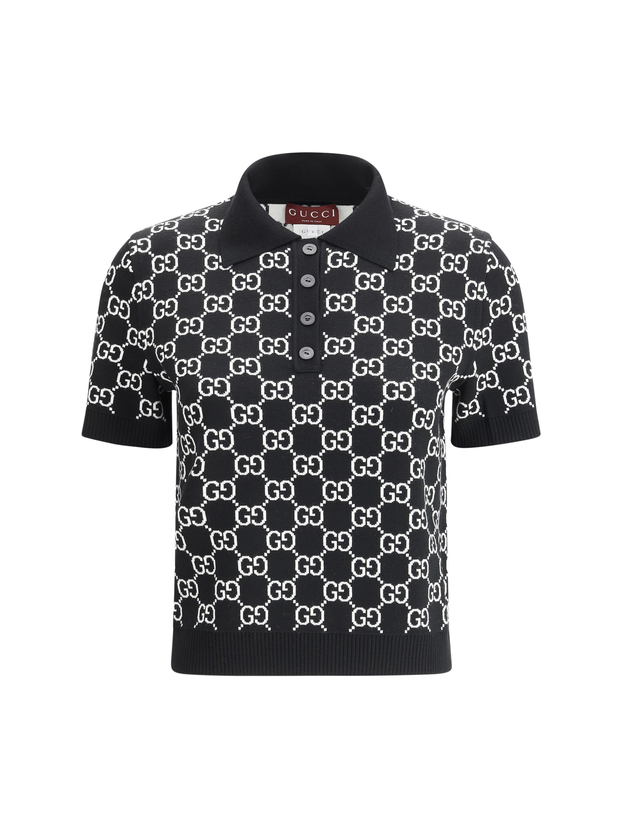 Gucci Women Gg Wool Jacquard Polo Top