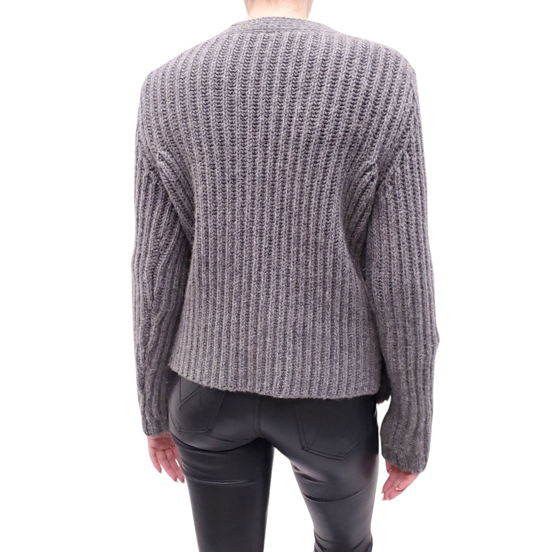 ELEVENTY GREY CASHMERE CARDIGAN WITH FUR DETAIL - SIZE S/M
