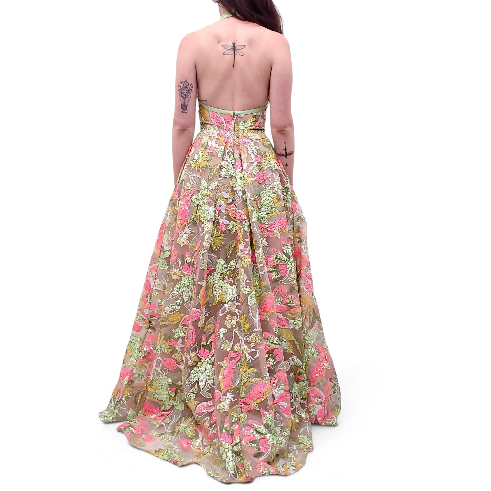 ELIE SAAB FLORAL SEQUIN GOWN - SIZE 40