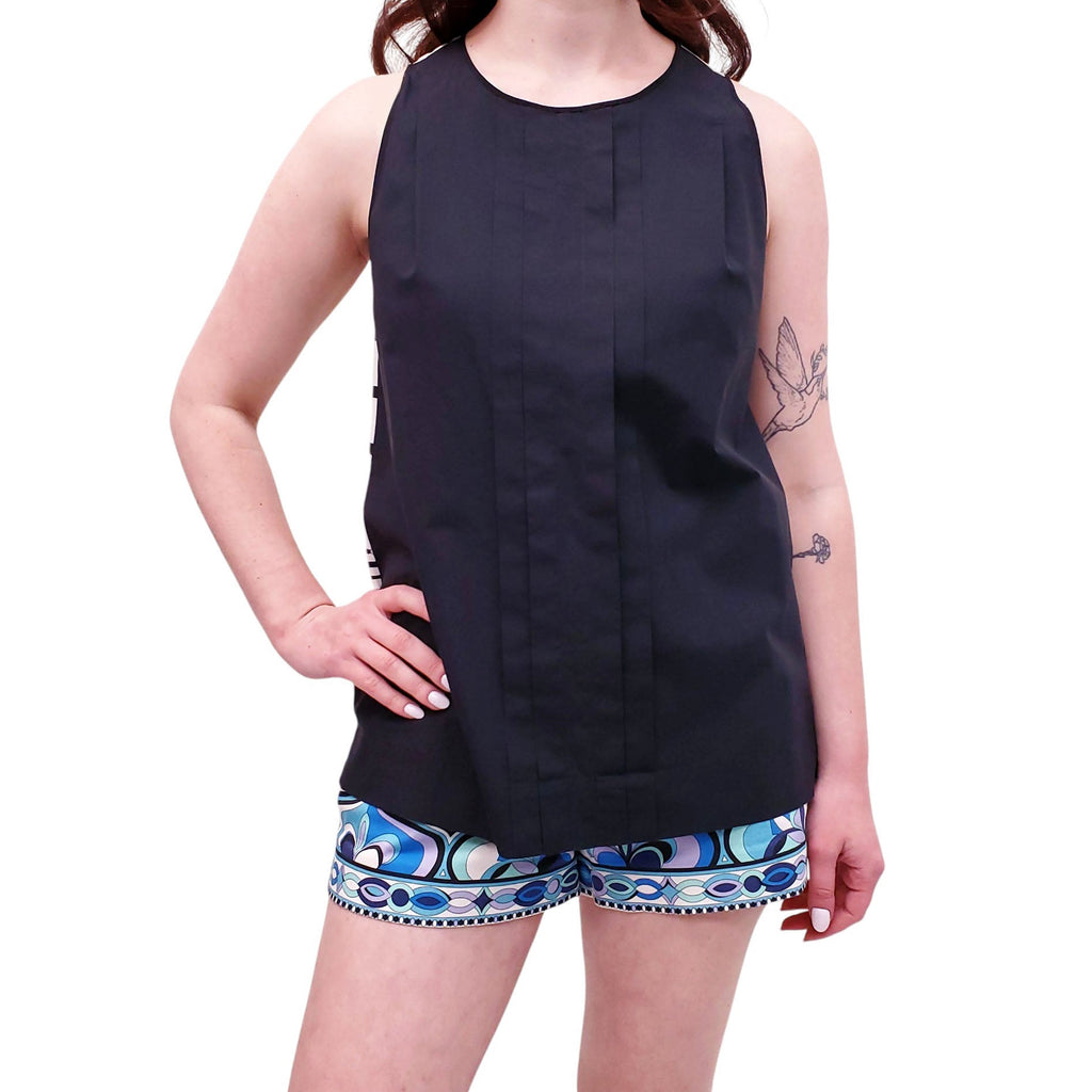 EMILIO PUCCI BLUE AND BLACK PATTERNED SHORTS SET - SIZE 8