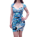 EMILIO PUCCI BLUE AND WHITE PATTERNED STRETCH DRESS - SIZE 4