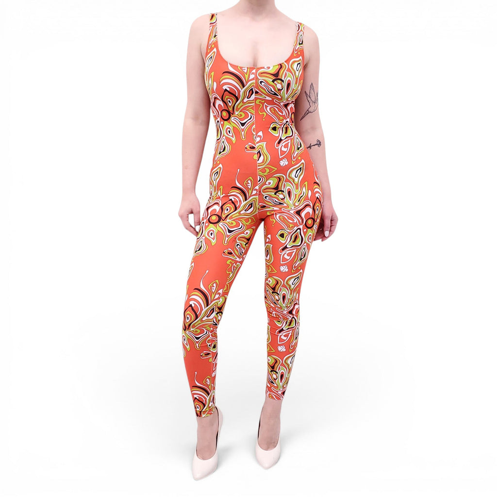 EMILIO PUCCI ORANGE PATTERNED JUMPSUIT - SIZE S