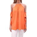 EMILIO PUCCI ORANGE RUFFLE HALTER TOP - SIZE 46