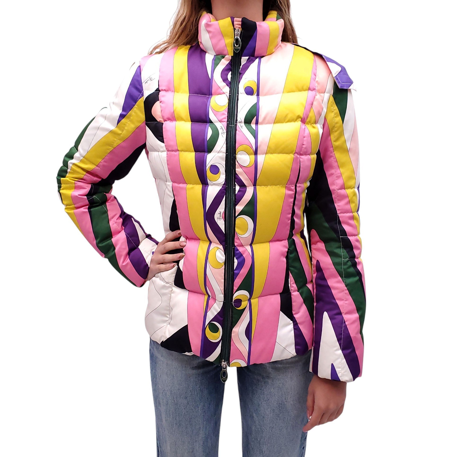 EMILIO PUCCI PATTERNED PUFFER JACKET - SIZE 8