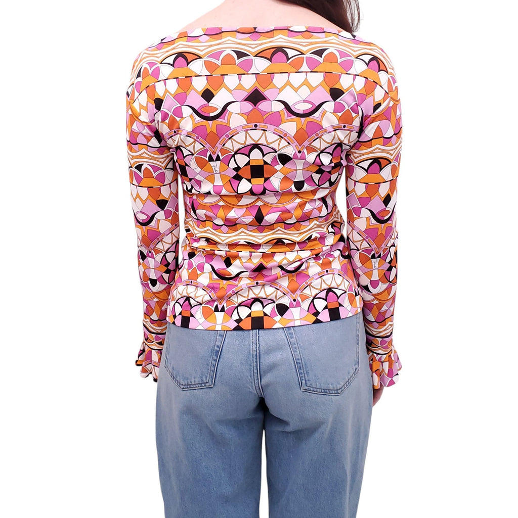 EMILIO PUCCI PINK AND ORANGE PATTERNED TOP - SIZE 4