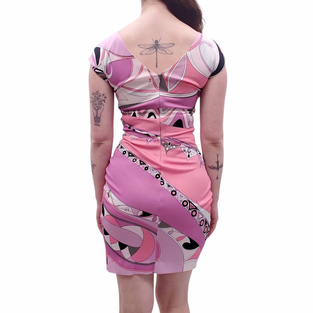 EMILIO PUCCI PINK AND PURPLE PATTERNED DRESS - SIZE 4