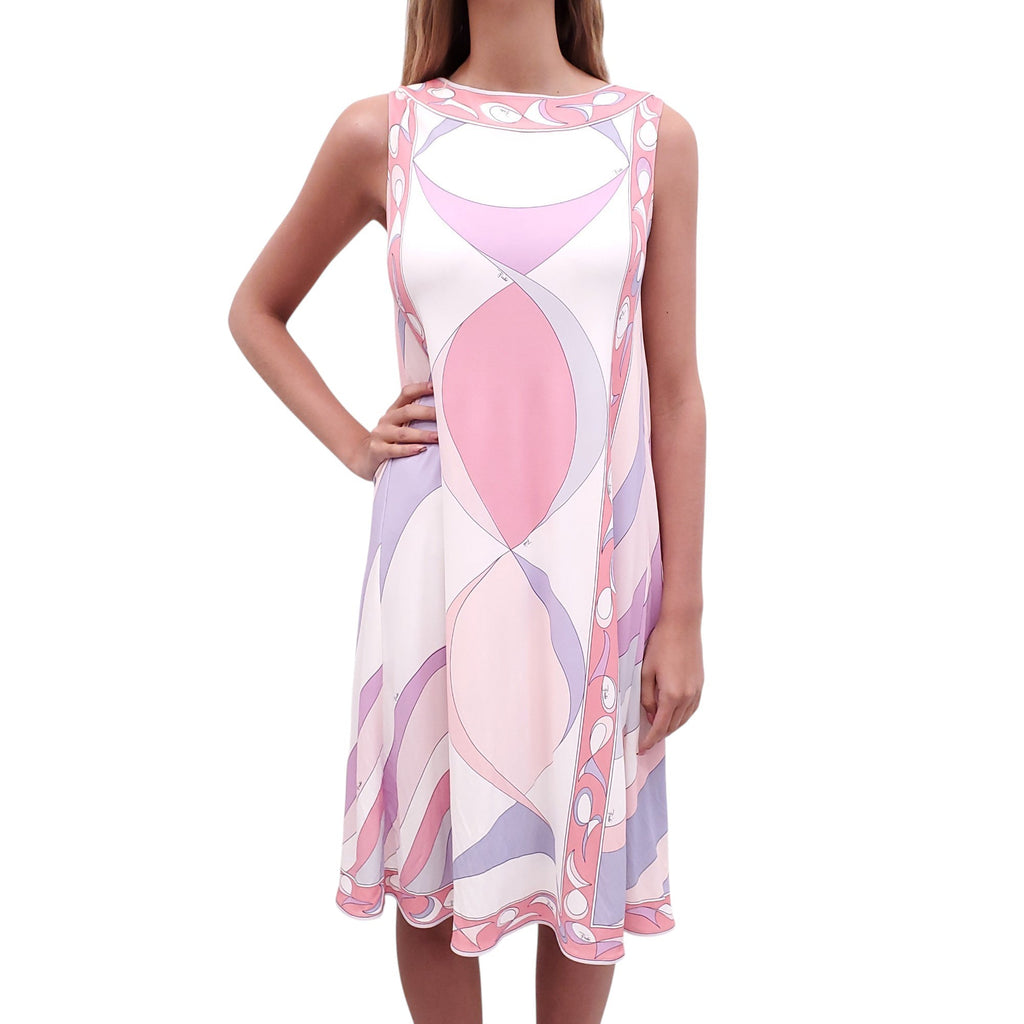 EMILIO PUCCI PINK AND PURPLE PATTERNED DRESS - SIZE 42