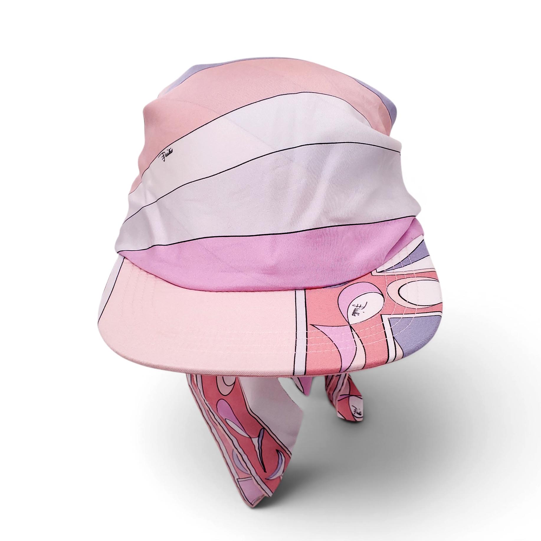 EMILIO PUCCI PINK PATTERNED SILK TWILL VISOR - SIZE 2