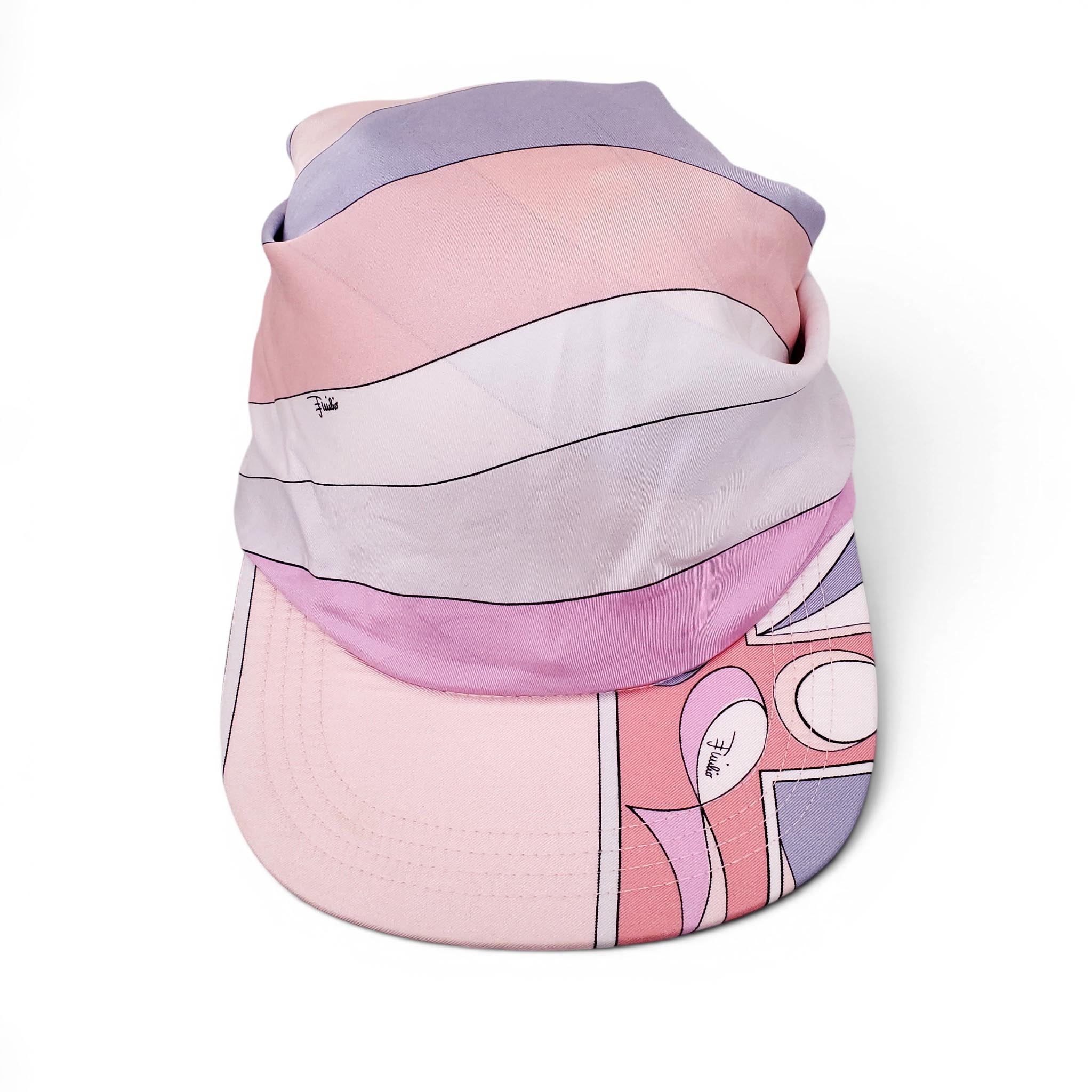 EMILIO PUCCI PINK PATTERNED SILK TWILL VISOR - SIZE 2