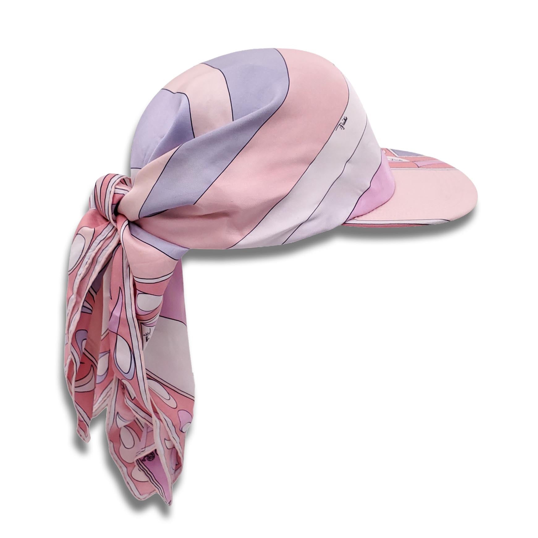 EMILIO PUCCI PINK PATTERNED SILK TWILL VISOR - SIZE 2
