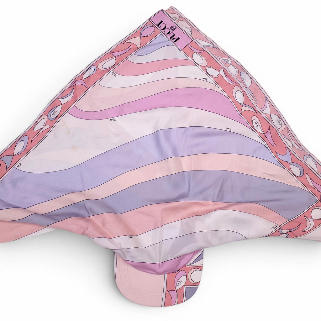 EMILIO PUCCI PINK PATTERNED SILK TWILL VISOR - SIZE 2