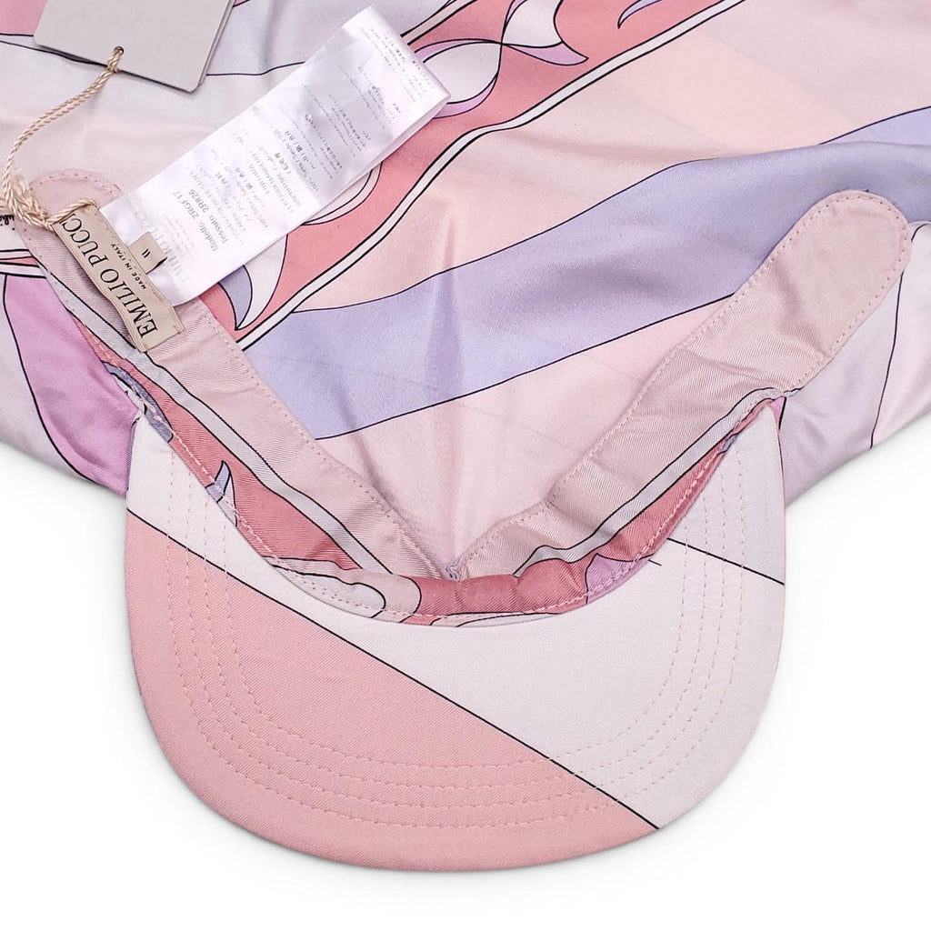 EMILIO PUCCI PINK PATTERNED SILK TWILL VISOR - SIZE 2