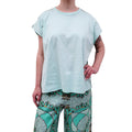 EMILIO PUCCI TURQUOISE SILKTWILL PANNELLED COTTON JERSEY TOP - SIZE L