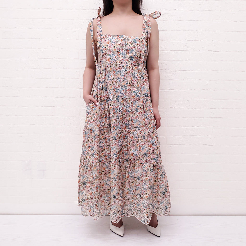 ERDEM FLORAL EYELET MAXI DRESS - SIZE 6
