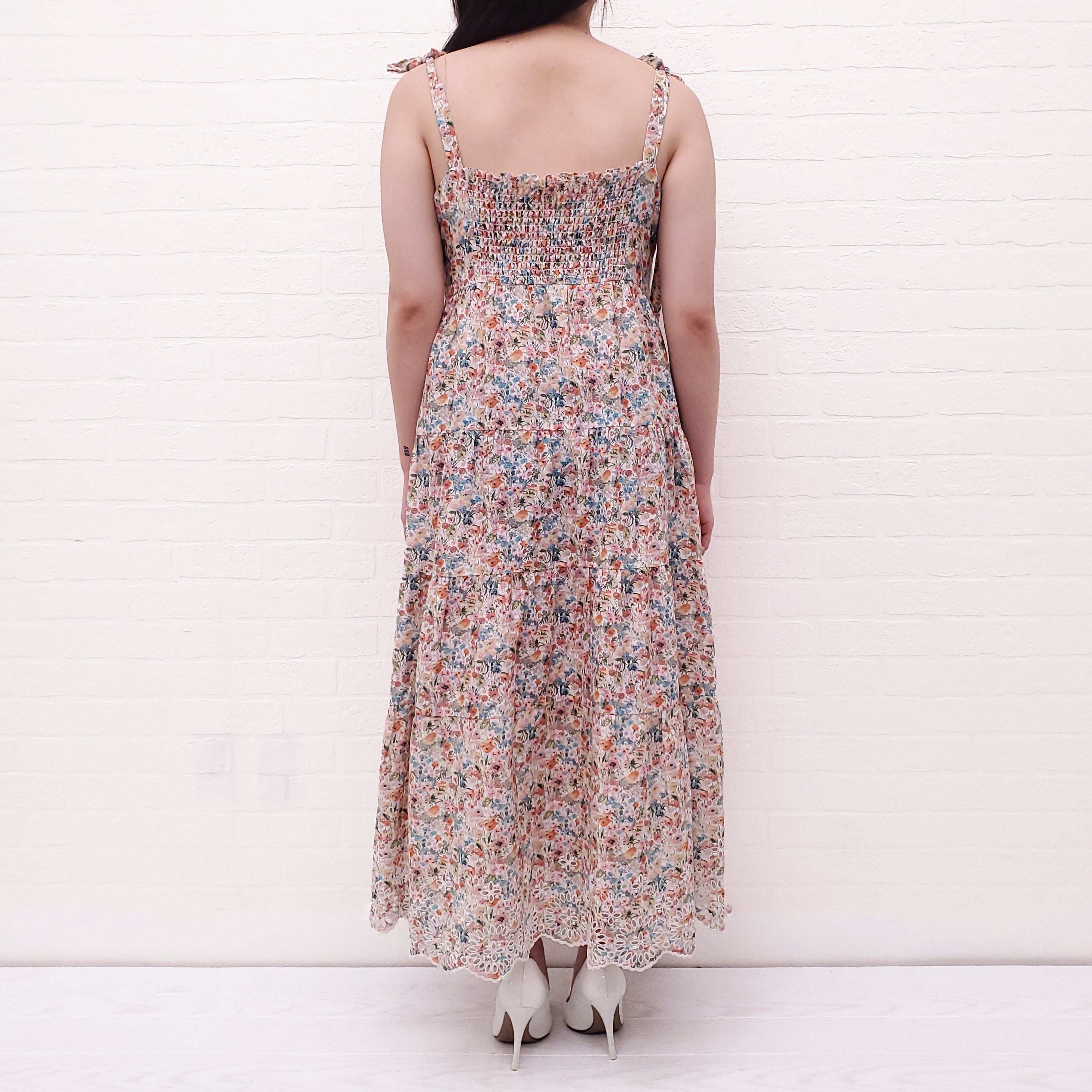 ERDEM FLORAL EYELET MAXI DRESS - SIZE 6
