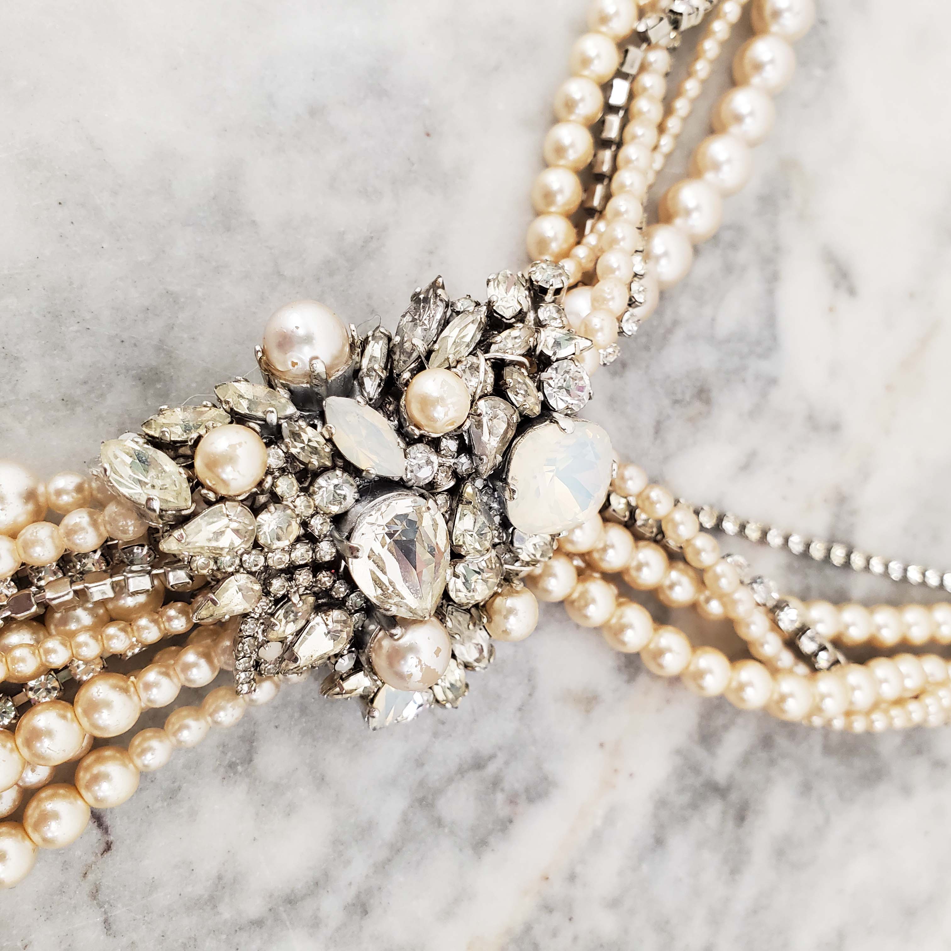 ERICKSON BEAMON CRYSTAL AND PEARL NECKLACE