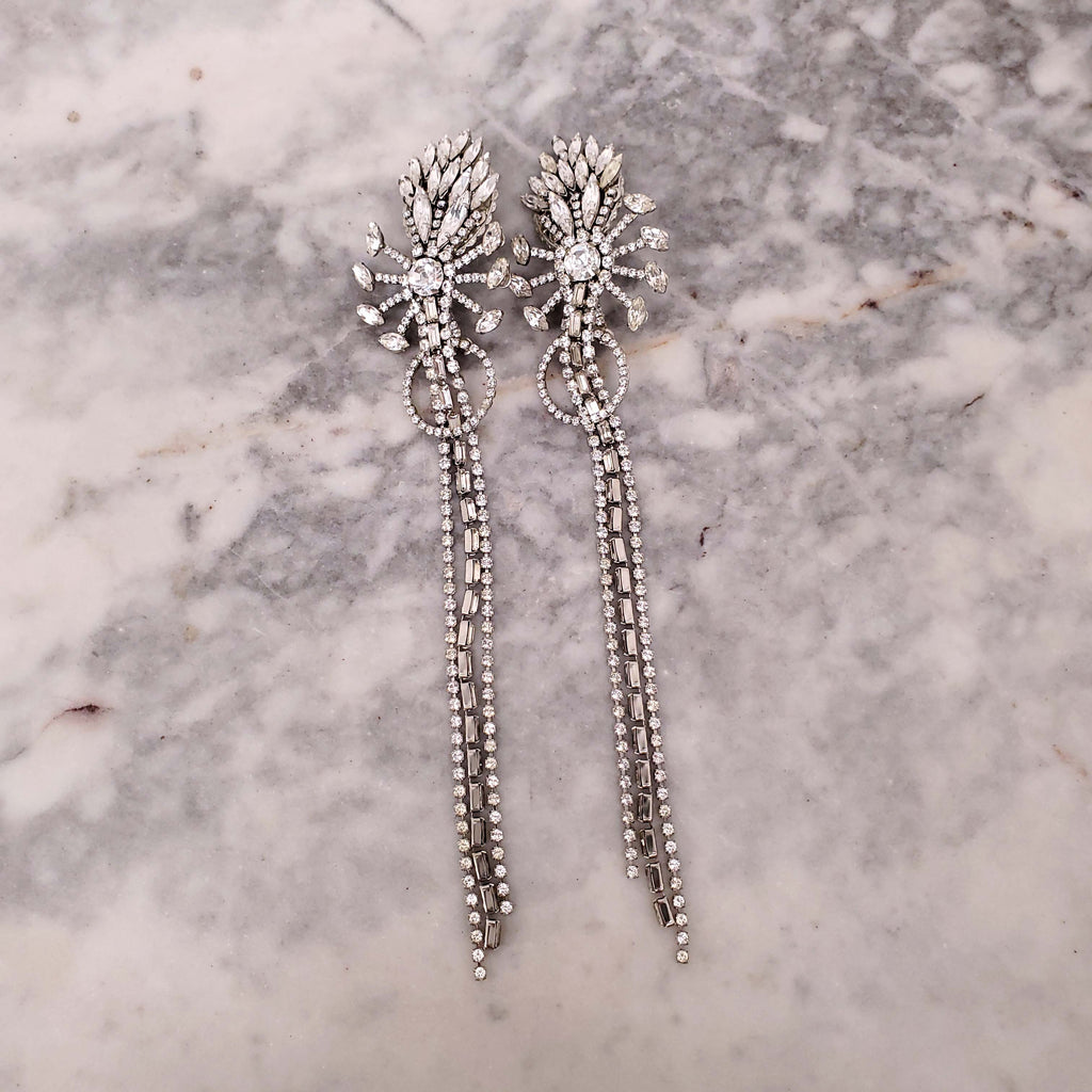 ERICKSON BEAMON CRYSTAL DROP CLIP ON EARRINGS